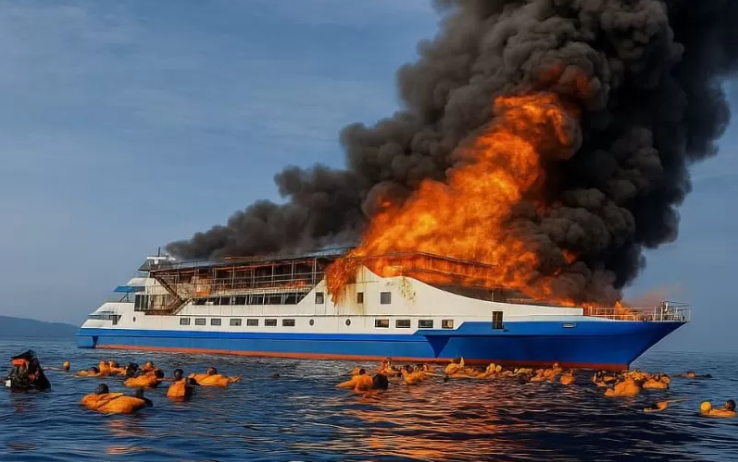 5 Fakta Terkait KM Barcelona 5 Terbakar di Perairan Pulau Talise, Sulawesi Utara